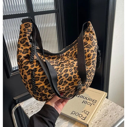 Leopard Print Crossbody Bags for Women Corduroy Casual Shoulder Tote Bags Ladies Sac A Main Femme Designer Luxury Handbags 2024