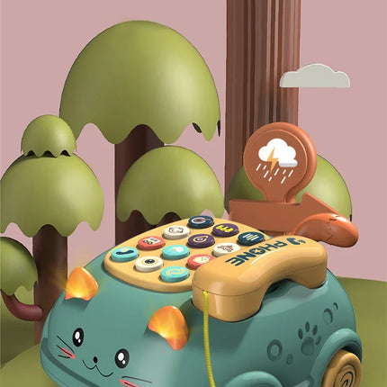 Baby 3-in-1 Musical Phone Toys Toddler Interactive Learning Toy with Lights Cat Telephone Story Early Education Montessori Gift