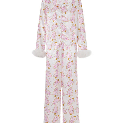 Women's Christmas Pajamas Set V-Neck Top with Pants 2-Piece