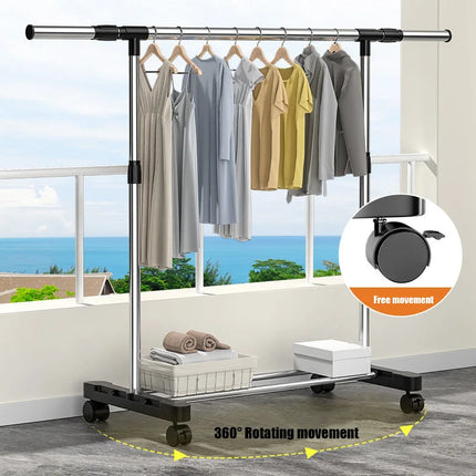 Telescopic Mobile Clothes Rack