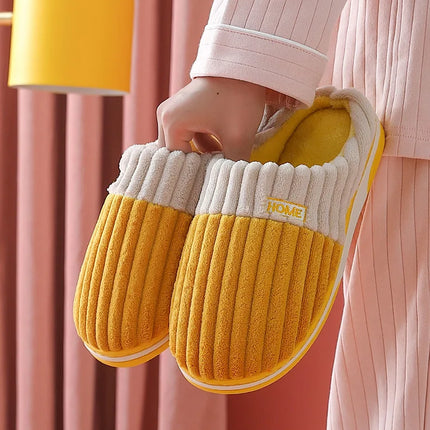 Bebealy Men Shoes Fur Women Slippers Winter House Shoes For Women Indoor Plush Warm Women Shoes 2024 Casual Home Shoes For Men