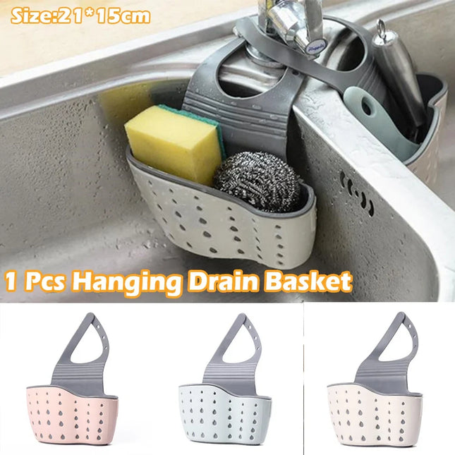Kitchen Sink Basket Organizer - Drain Rack Strainer Sponge Storage Hanging Holder