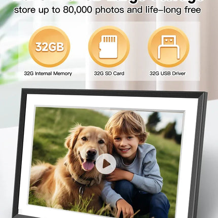 Frameo 10.1 Inch WiFi Digital Picture Frame，1280 * 800IPS HD Cloud Smart Digital Photo Frame,32GB Storage, Wall Mountable, Auto-