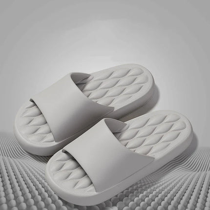 Men's Summer Slippers EVA Indoor Bathroom Thick Sole Diamond Check Massage Sensation Beach Non-slip Ladies Comfort Flat Shoes