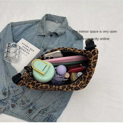 Leopard Print Crossbody Bags for Women Corduroy Casual Shoulder Tote Bags Ladies Sac A Main Femme Designer Luxury Handbags 2024