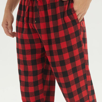 Mens Flannel Pajama Sets Cotton Plaid Pajamas for Men Pjs Set Soft Lounge Sleepwear Pj Pants with Pockets Flannel Shirts