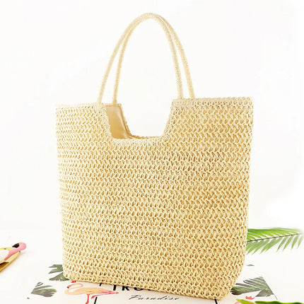 Handwoven Straw Shoulder Bag - Premium Summer Beach Tote | Artisan Woven Handbag for Women