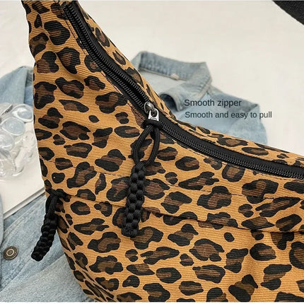 Leopard Print Crossbody Bags for Women Corduroy Casual Shoulder Tote Bags Ladies Sac A Main Femme Designer Luxury Handbags 2024
