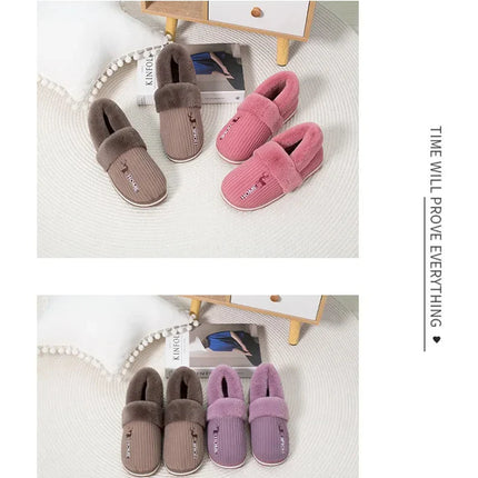 Eyriphy Winter Warm Plush Slippers Women Comfort Warm Cotton Shoes Soft Sole Indoor Outdoor Bedroom Slides Female Lovely Slipper