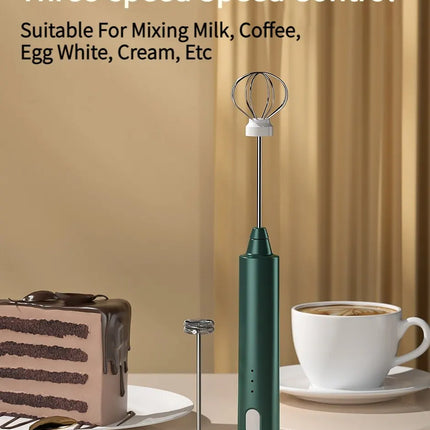 1 PCS USB Rechargeable Handheld Egg Beater 3 Speeds Electric Milk Frother Foam Maker Mixer Coffee Drink Frothing Wand Foamer