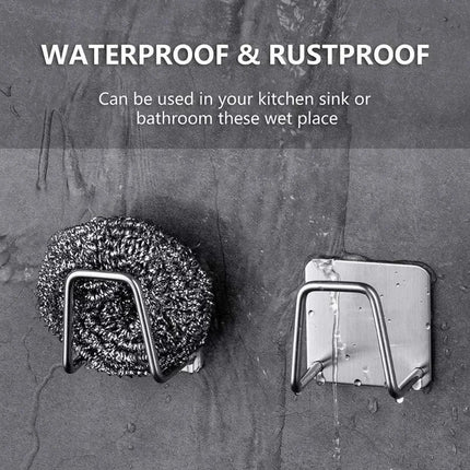 1-6pcs Kitchen Stainless Steel Sink Sponges Holder Self Adhesive Drain Drying Rack Shelf Household Wall Hooks Storage Organizer