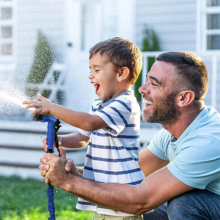100ft Expandable Garden Hose, Flexible and Lightweight Water Hose with High Pressure Nozzle, Durable and Tangle-Free (Blue)
