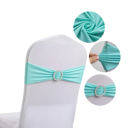 10pcs High-end Hotel Wedding Decoration Butterfly Knot Backrest Flower Spandex Chair Ribbon Chair Cover Elastic Strap