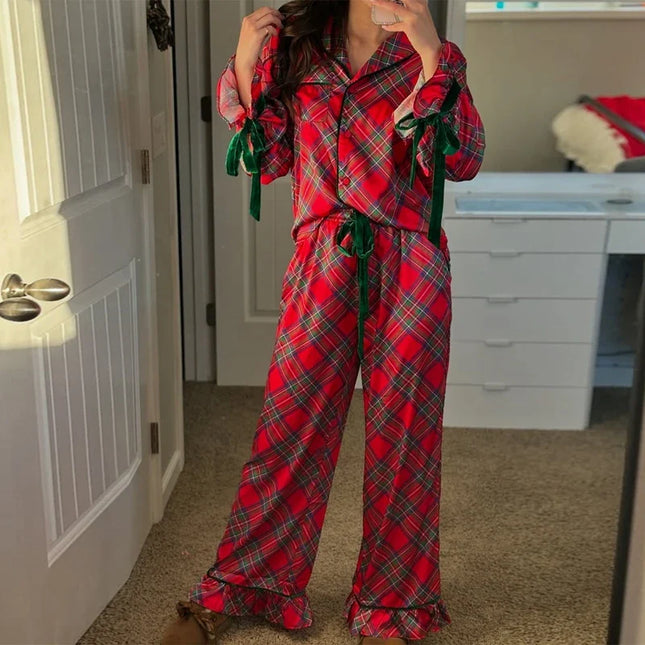 Women's Satin Silk Christmas Pajama Set