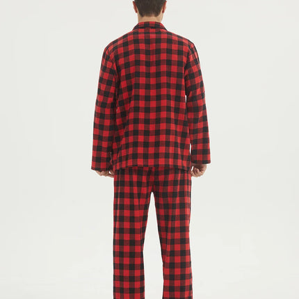 Mens Flannel Pajama Sets Cotton Plaid Pajamas for Men Pjs Set Soft Lounge Sleepwear Pj Pants with Pockets Flannel Shirts