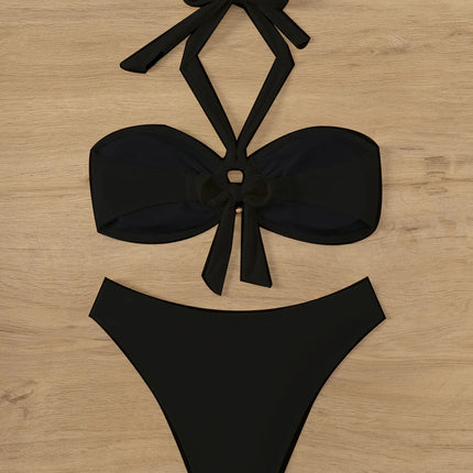 "2025 Sexy Bandeau Push-Up Bikini Set - Brazilian Thong Swimwear for Women"