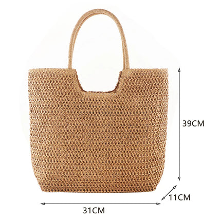 Handwoven Straw Shoulder Bag - Premium Summer Beach Tote | Artisan Woven Handbag for Women
