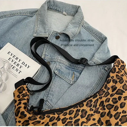 Leopard Print Crossbody Bags for Women Corduroy Casual Shoulder Tote Bags Ladies Sac A Main Femme Designer Luxury Handbags 2024