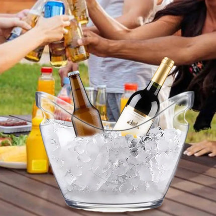 Clear Ice Bucket with 2 Scoops - Large Beverage Tub for Wine Champagne Bar Parties Family Reunion