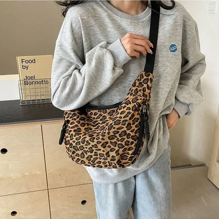 Leopard Print Crossbody Bags for Women Corduroy Casual Shoulder Tote Bags Ladies Sac A Main Femme Designer Luxury Handbags 2024