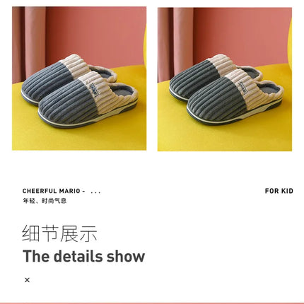 Bebealy Men Shoes Fur Women Slippers Winter House Shoes For Women Indoor Plush Warm Women Shoes 2024 Casual Home Shoes For Men