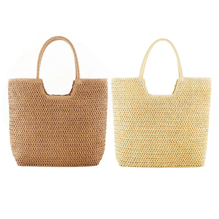 Handwoven Straw Shoulder Bag - Premium Summer Beach Tote | Artisan Woven Handbag for Women