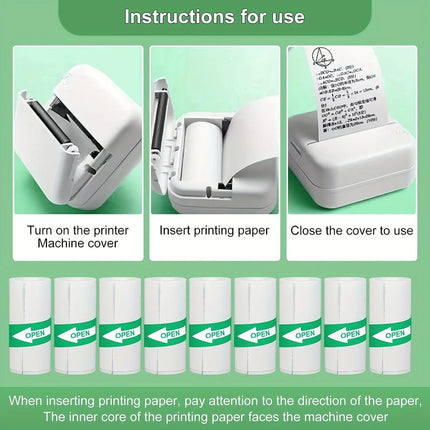 10Pcs Mini Printer Paper For peripage Self Adhesive Thermal Paper Printable Sticker Paper for Pocket Thermal Printer