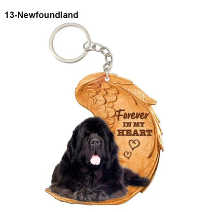 Dog Memorial Keychain - Forever In My Heart Angel Pendant Pet Jewelry Gift