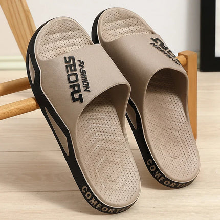 Big Size Men's Slippers Summer Sport Style Slides Anti-slip Thick Sole Breathable Fashion Slip-on Beach Leisure Sandals
