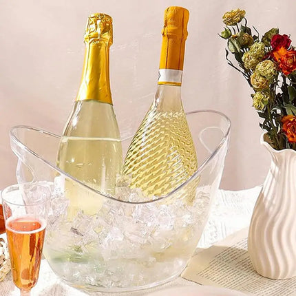 Clear Ice Bucket with 2 Scoops - Large Beverage Tub for Wine Champagne Bar Parties Family Reunion