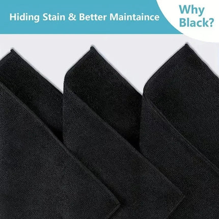 Black Thicken Microfiber Car Cleaning Towels Soft Quick Drying Windows Mirrors Wiping Rags Home Double Layer Clean Cloths
