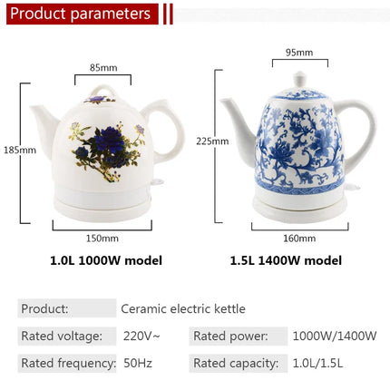 1.5L Electric Ceramic Kettle Water Boiler Water Heating Device Teapot Porcelain Kettle Automatic Power Off 220V Anti-dry burning