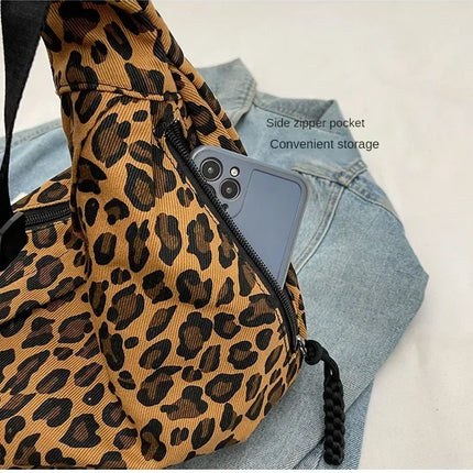 Leopard Print Crossbody Bags for Women Corduroy Casual Shoulder Tote Bags Ladies Sac A Main Femme Designer Luxury Handbags 2024