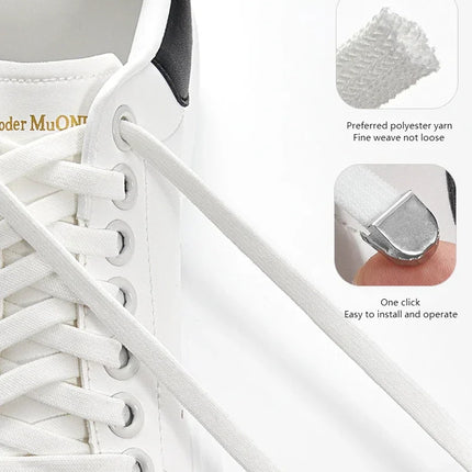 Flat Elastic Shoe Laces Sneakers No Tie Shoelaces for Shoes Tennis Quick Shoelace Clips Without Ties Shoe Accessories Kids Adult