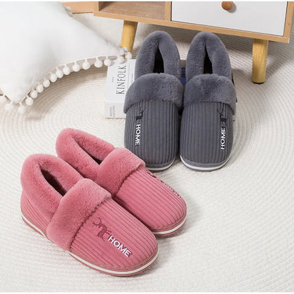Bebealy Men Shoes Fur Women Slippers Winter House Shoes For Women Indoor Plush Warm Women Shoes 2024 Casual Home Shoes For Men
