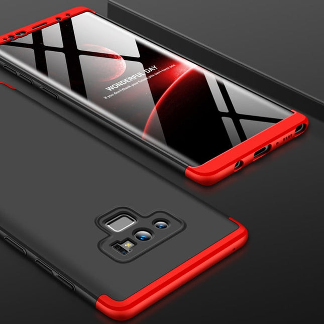 GKK Three Stage Splicing Full Coverage PC Case for Galaxy Note9 (Black+Red)