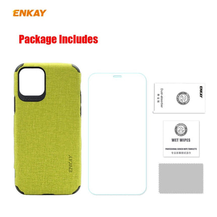 For iPhone 11 Pro ENKAY ENK-PC0322 2 in 1 Business Series Denim Texture PU Leather + TPU Soft Slim CaseCover ＆ 0.26mm 9H 2.5D Tempered Glass Film(Black)