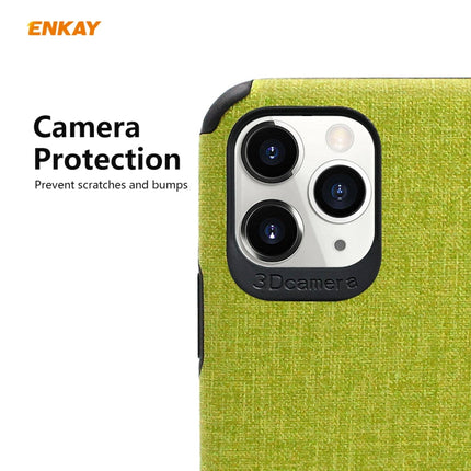 For iPhone 11 Pro ENKAY ENK-PC0322 2 in 1 Business Series Denim Texture PU Leather + TPU Soft Slim CaseCover ＆ 0.26mm 9H 2.5D Tempered Glass Film(Black)