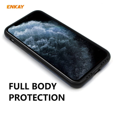 For iPhone 11 Pro ENKAY ENK-PC0322 2 in 1 Business Series Denim Texture PU Leather + TPU Soft Slim CaseCover ＆ 0.26mm 9H 2.5D Tempered Glass Film(Black)