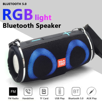 T&G TG642 RGB Light Waterproof  Portable Bluetooth Speaker Support FM / TF Card(Green)