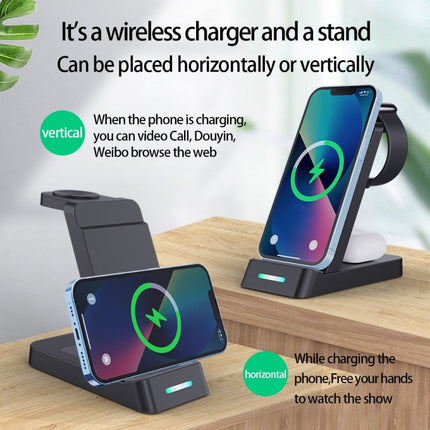 B20A 15W Qi Wireless Charger Charging Stand Compatible for iPhone iWatch Airpods(Black)