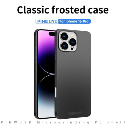 For iPhone 16 Pro PINWUYO Micro-Frosted PC Ultra-thin Hard Phone Case with Magsafe Magnetic Ring(Blue)