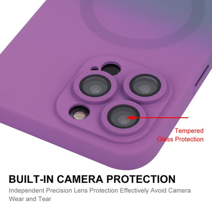 For iPhone 16 Pro Max ENKAY Hat-Prince MagSafe Rainbow Gradient Silicone Phone Case with Lens Film(Pink Rose)