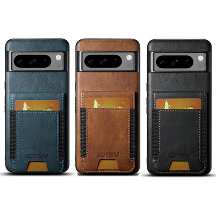 For Google Pixel 9 Suteni H03 Oil Wax Leather Wallet Stand Back Phone Case(Black)