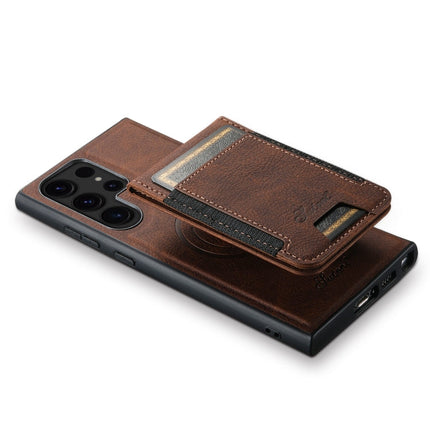 For Samsung Galaxy S23 Ultra 5G Suteni H17 Litchi Texture Leather MagSafe Detachable Wallet Phone Case(Brown)