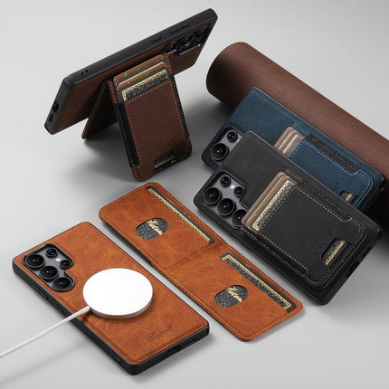 For Samsung Galaxy S23 Ultra 5G Suteni H17 Litchi Texture Leather MagSafe Detachable Wallet Phone Case(Brown)