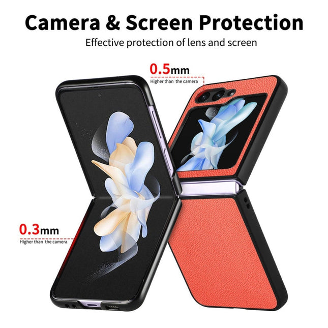 For Samsung Galaxy Z Flip6 JUNSUNMAY Lichee Texture Leather Skin PC Folding Phone Case(Green)