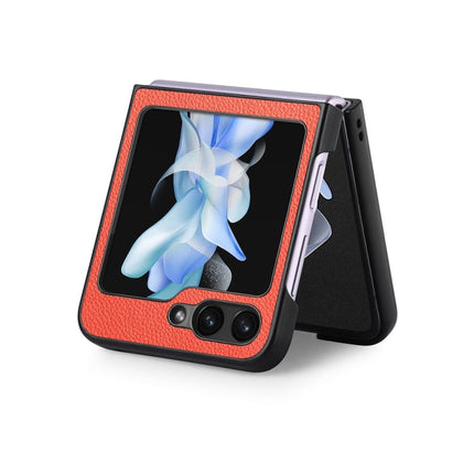 For Samsung Galaxy Z Flip6 JUNSUNMAY Lichee Texture Leather Skin PC Folding Phone Case(Green)