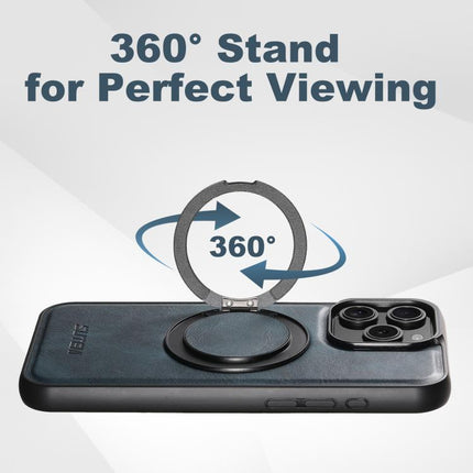 For iPhone 16 Pro Suteni G3 Oil Wax 360 Rotation Holder MagSafe Back Phone Case(Black)