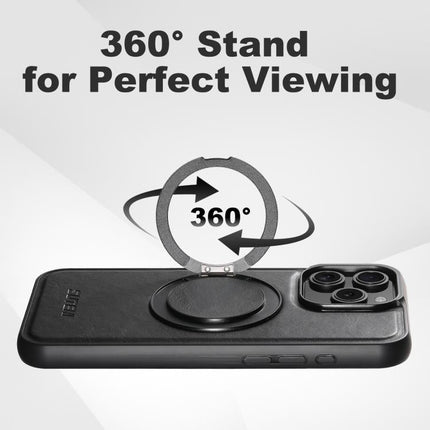 For iPhone 14 Pro Max Suteni G3 Oil Wax 360 Rotation Holder MagSafe Back Phone Case(Black)